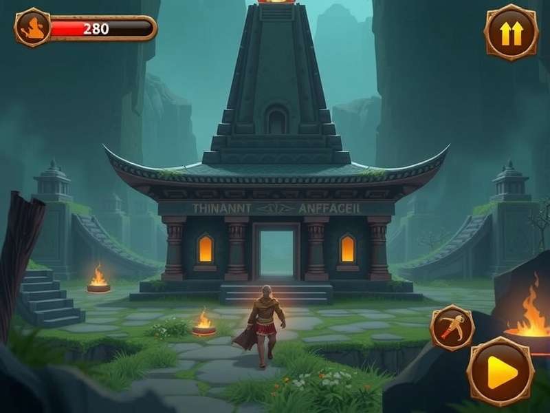 Exploring an ancient temple in Ancient Temple Legend Ancient Temple Legend gameplay screenshot showing a player exploring a temple